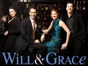WILL & GRACE -- NBC Series -- Pictured: (l-r) Megan Mullally as Karen Walker, Eric McCormack as Will Truman, Debra Messing as Grace Adler, Sean Hayes as Jack McFarland -- NBC Photo: George Lange